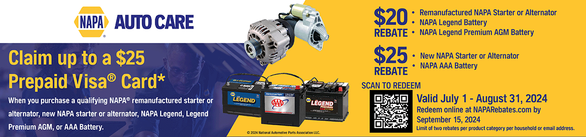 NAPA Battery, Alternator, Starter Offer